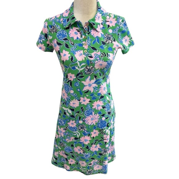 Lilly Pulitzer XS Frida Scallop Polo Dress UPF 50 Spearmint Golf Till You Drop - Picture 1 of 16